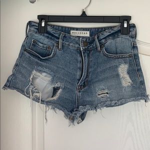 High waisted distressed shorts